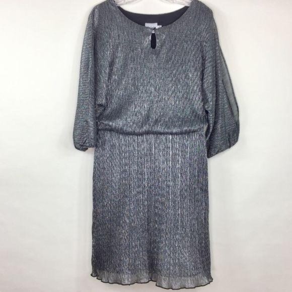 J TAYLOR METALLIC SILVER DOLMAN WOMENS DRESS SIZE 14 - Picture 1 of 12